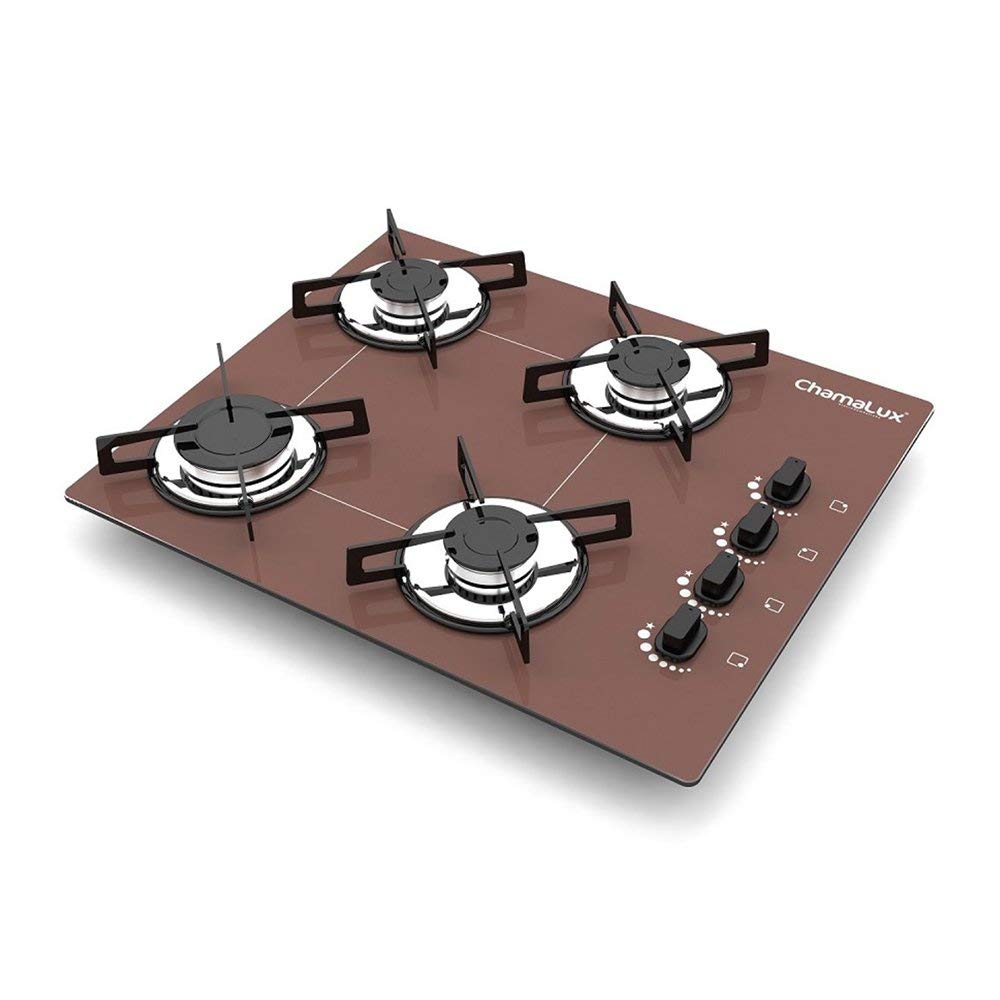 Cooktop 4 bocas Chamalux ultra chama Bivolt Trempe de Chapa Preto