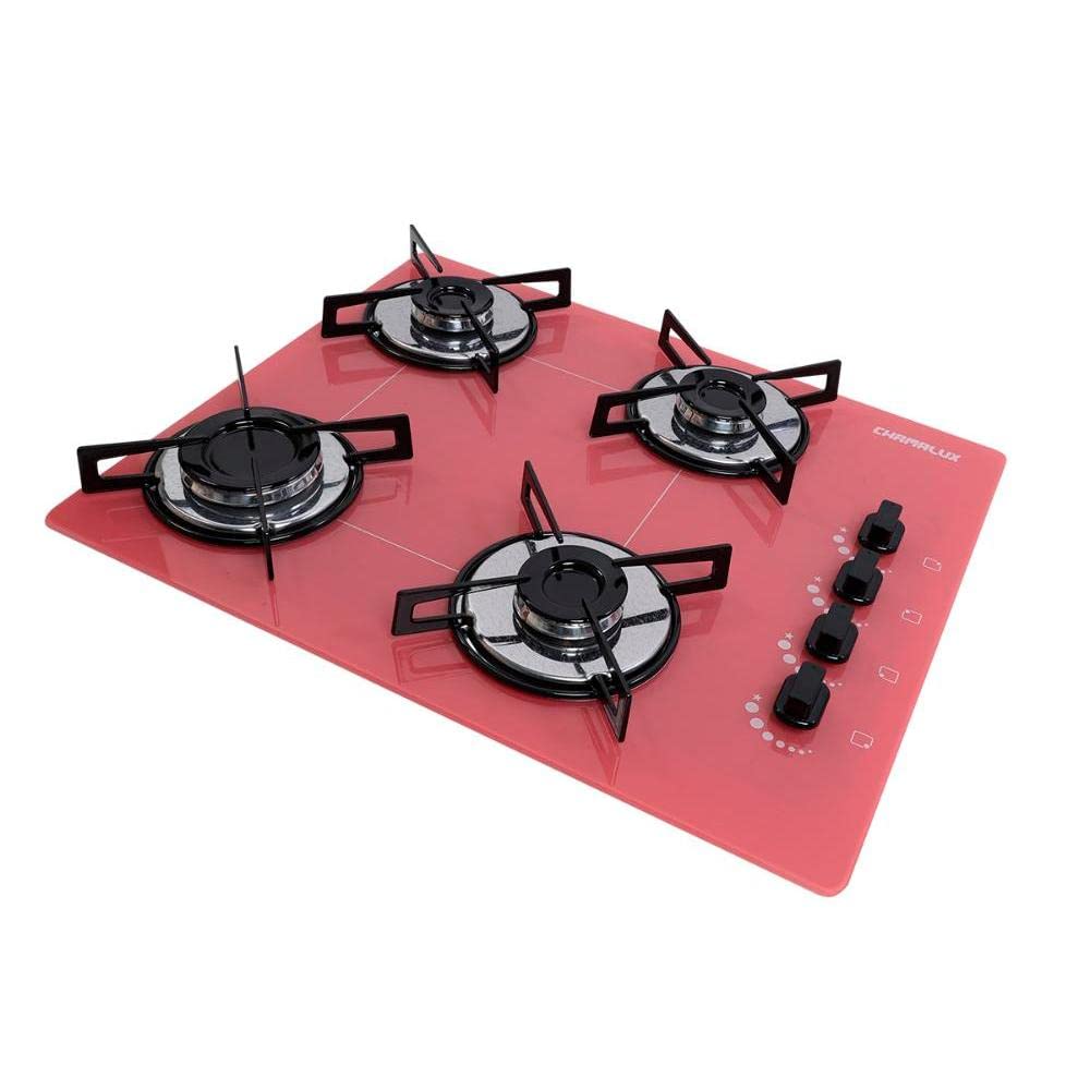 Cooktop 4 bocas Chamalux ultra chama Bivolt Trempe de Chapa Preto