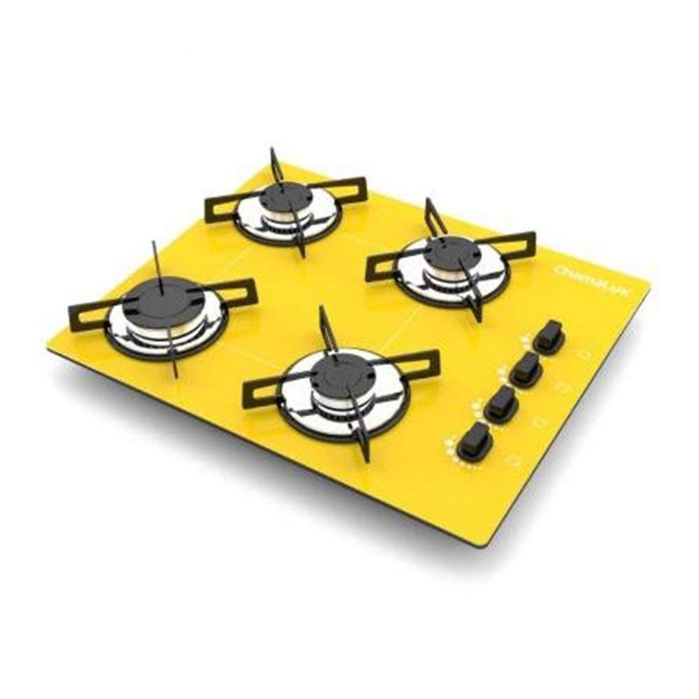 Cooktop 4 bocas Chamalux ultra chama Bivolt Trempe de Chapa Preto