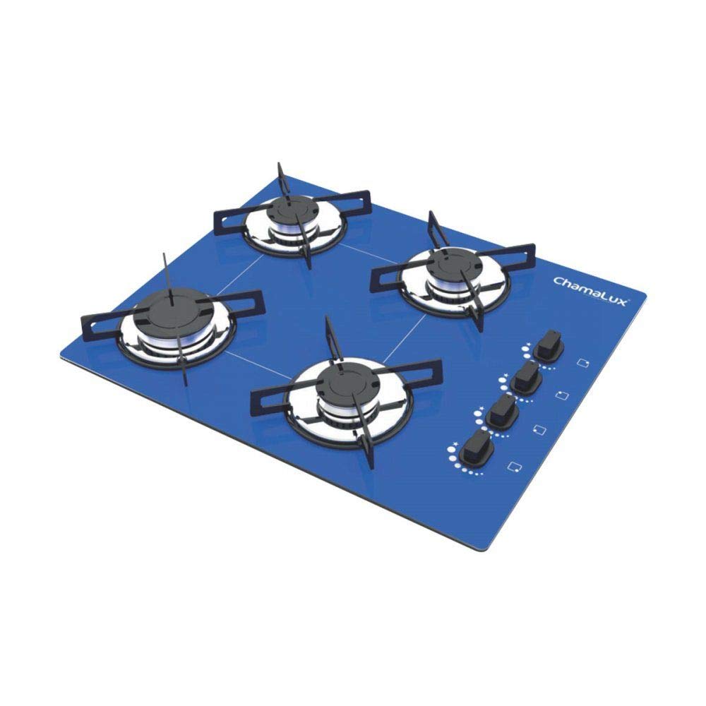 Cooktop 4 bocas Chamalux ultra chama Bivolt Trempe de Chapa Preto