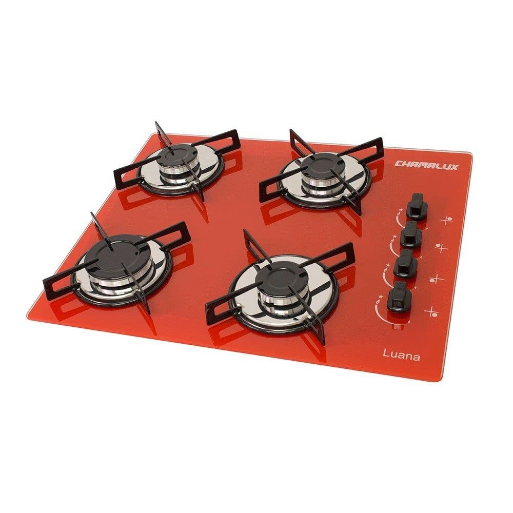 Cooktop 4 bocas Chamalux ultra chama Bivolt Trempe de Chapa Preto
