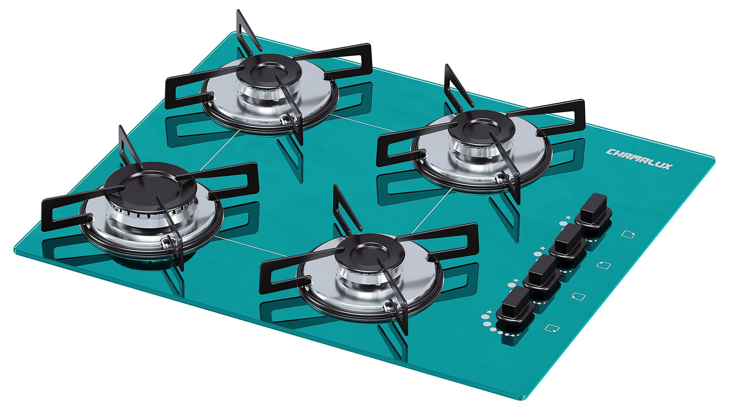 Cooktop 4 bocas Chamalux ultra chama Bivolt Trempe de Chapa Preto