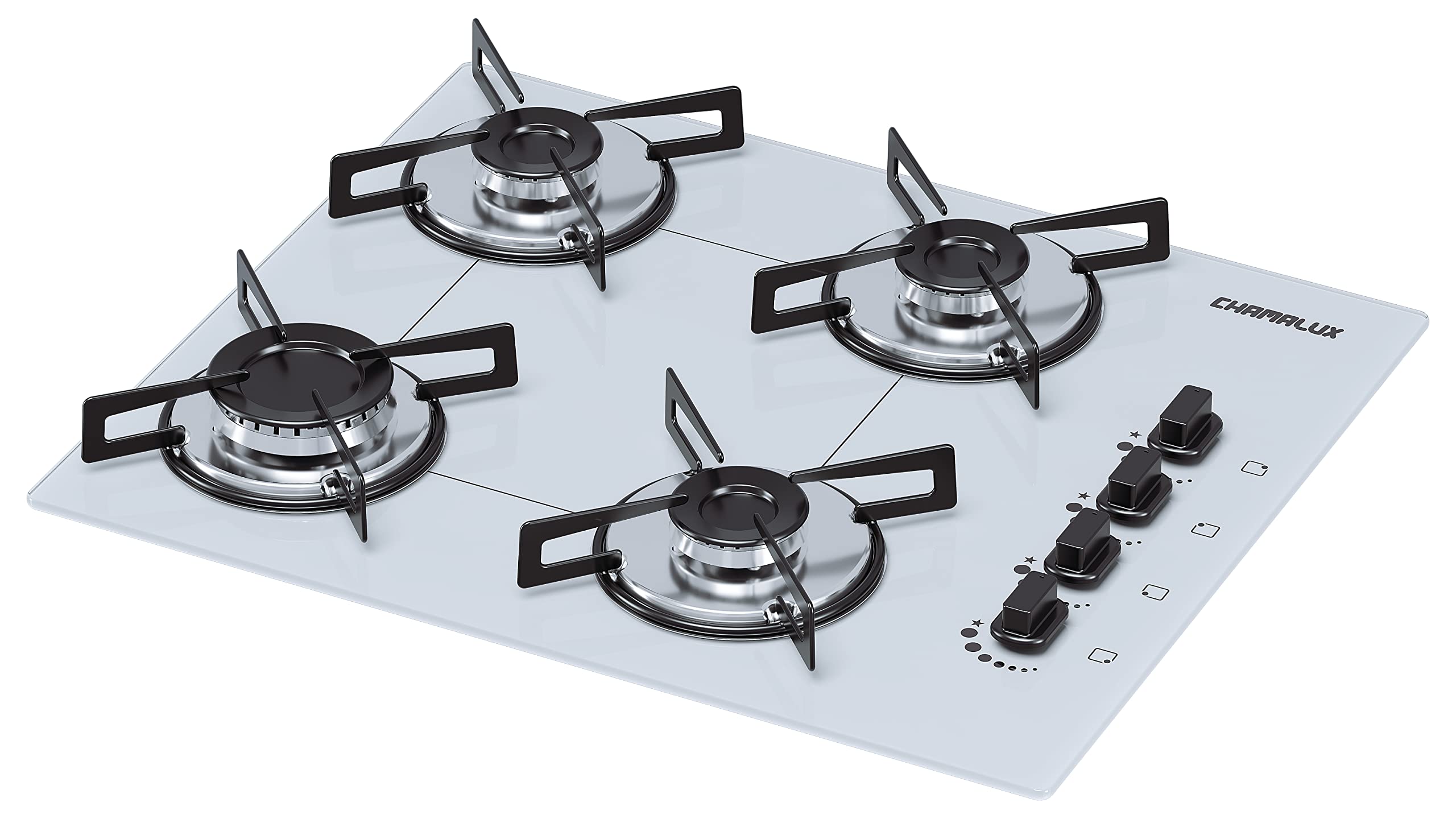 Cooktop 4 bocas Chamalux ultra chama Bivolt Trempe de Chapa Preto