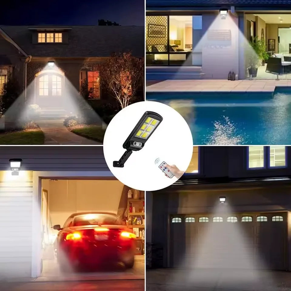 Luminária Solar Mini Sensor Movimento Controle Remoto 60W Iluminação LED Externa Jardim Varanda Sustentável Recarregável