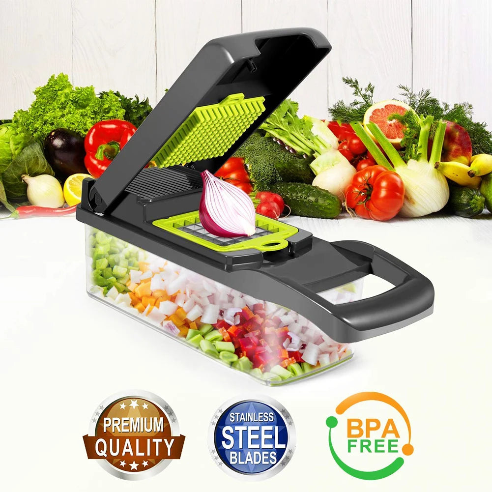Cortador de frutas e legumes multifuncional