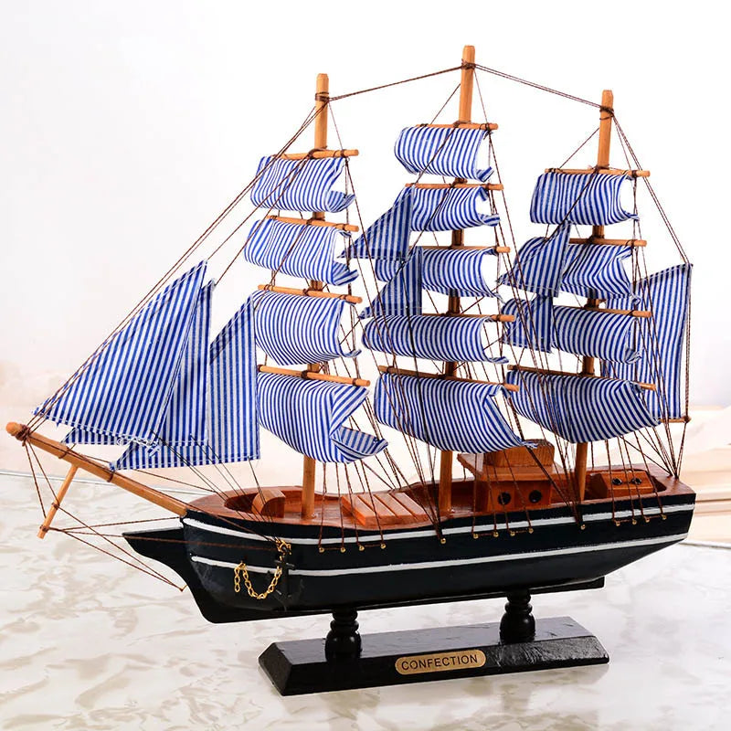 Novo modelo de navio pirata, navio à vela de madeira, estilo mediterrâneo, decoração de casa, artesanal, esculpido, modelo de barco náutico, estatuetas de presente
