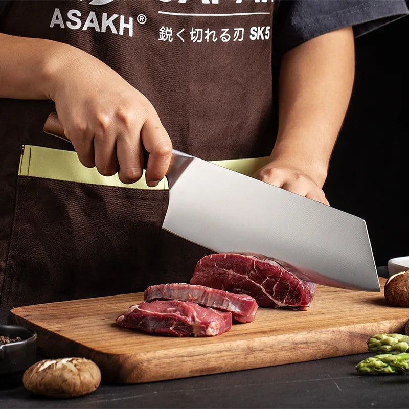 Conjunto de facas de cozinha de aço inoxidável, cutelo de corte de carne, peixe, legumes, faca de açougueiro, faca de chef japonesa com caixa de presente