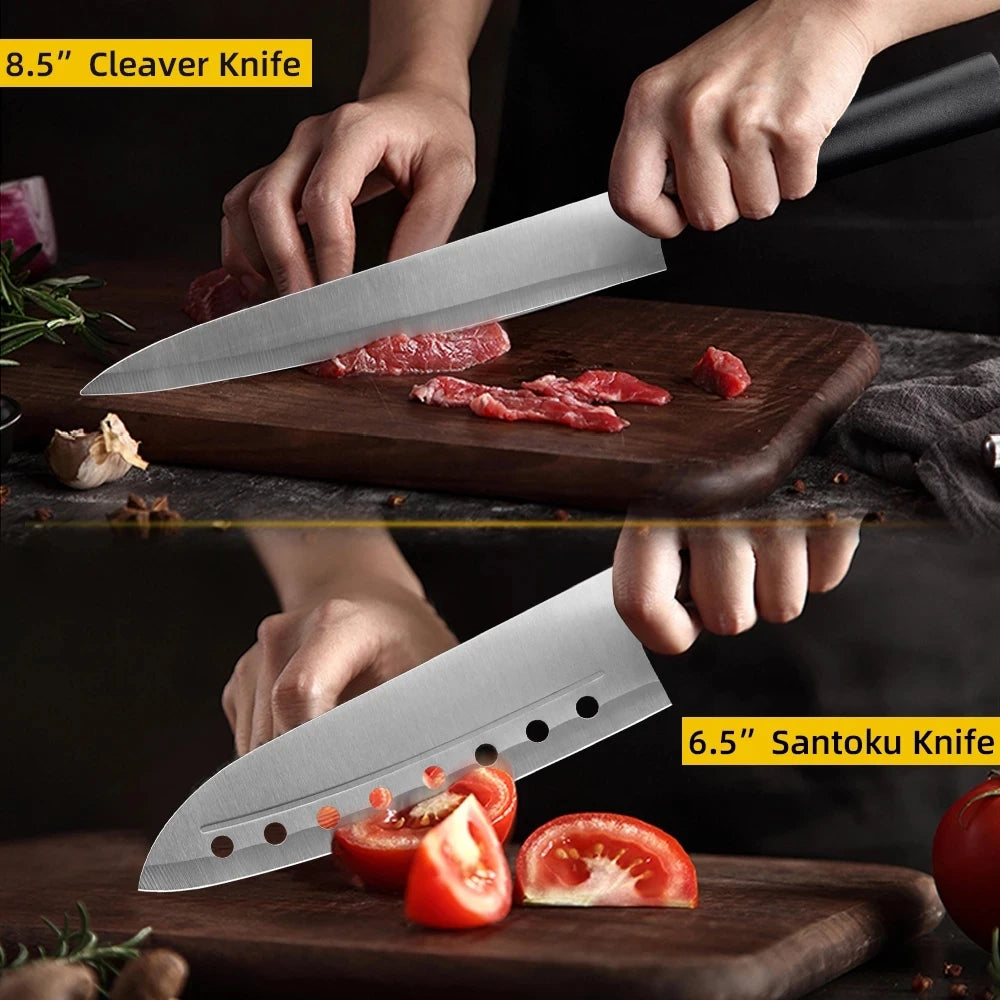 Faca de cozinha 5 7 8 Polegada 3cr13 420c aço inoxidável alto carbono utilitário corte frutas vegetais carne facas chef ferramenta cozinhar conjunto