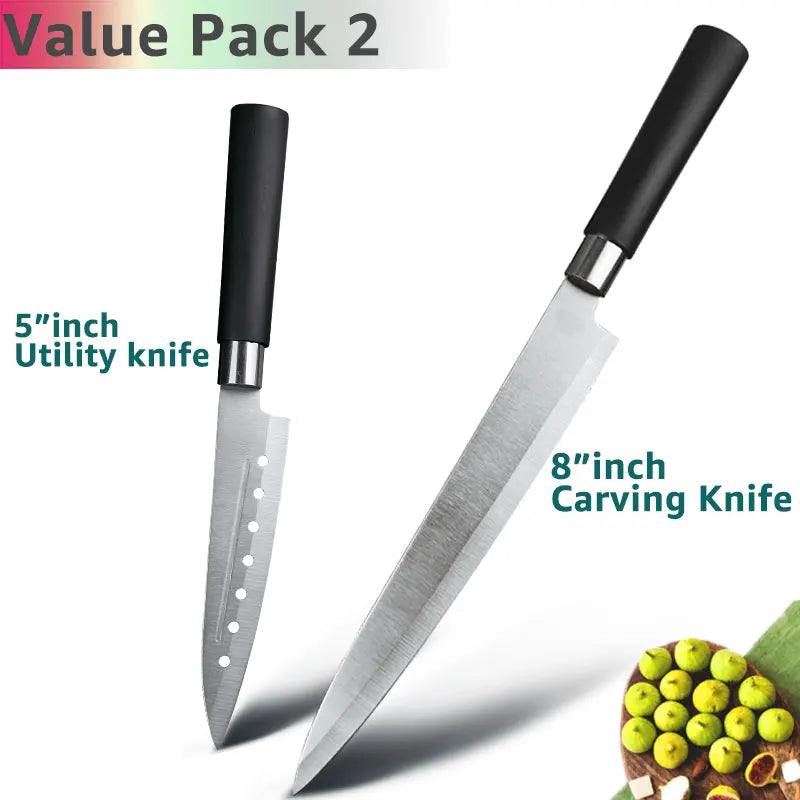 Faca de cozinha 5 7 8 Polegada 3cr13 420c aço inoxidável alto carbono utilitário corte frutas vegetais carne facas chef ferramenta cozinhar conjunto