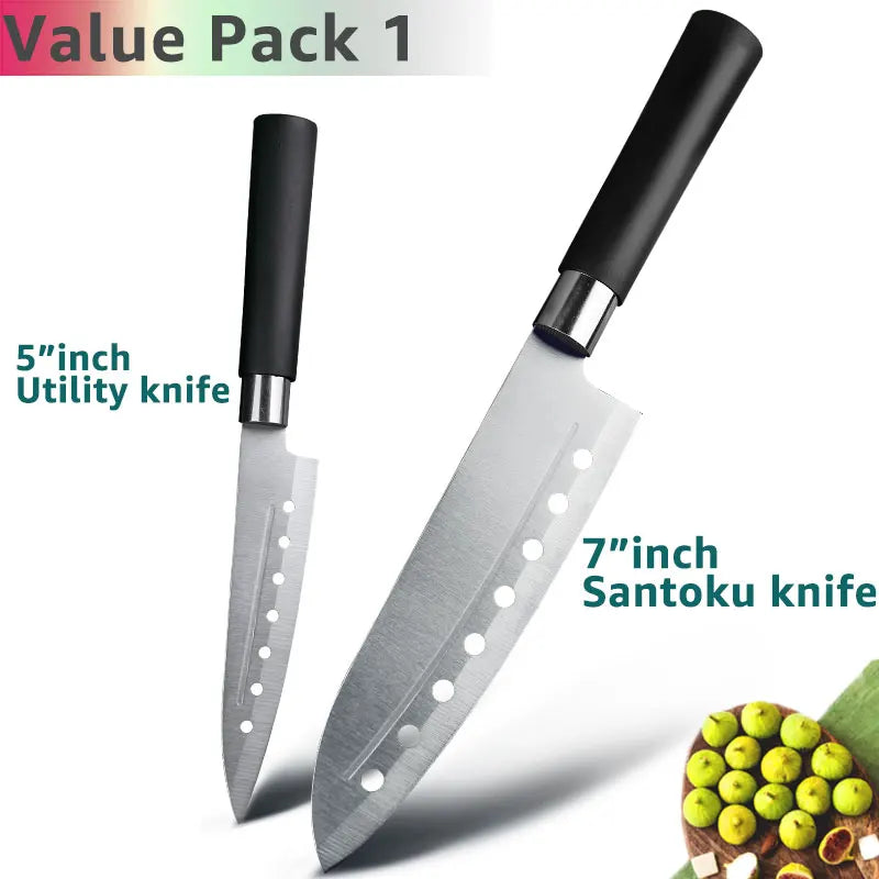 Faca de cozinha 5 7 8 Polegada 3cr13 420c aço inoxidável alto carbono utilitário corte frutas vegetais carne facas chef ferramenta cozinhar conjunto