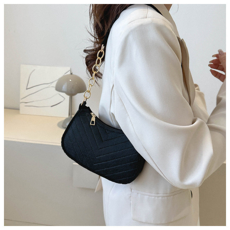 Mini bolsas de ombro para mulheres moda feltro bolsa feminina design avançado bolsas nas axilas belas bolsas crescente alforje 2024