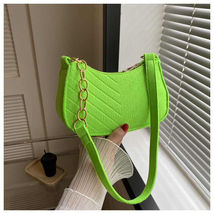 Mini bolsas de ombro para mulheres moda feltro bolsa feminina design avançado bolsas nas axilas belas bolsas crescente alforje 2024