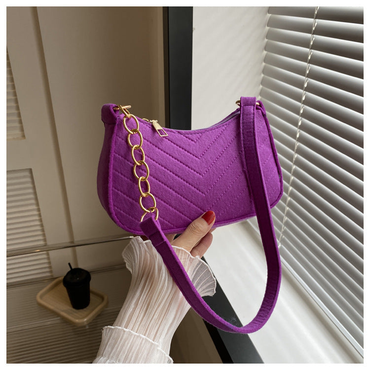 Mini bolsas de ombro para mulheres moda feltro bolsa feminina design avançado bolsas nas axilas belas bolsas crescente alforje 2024