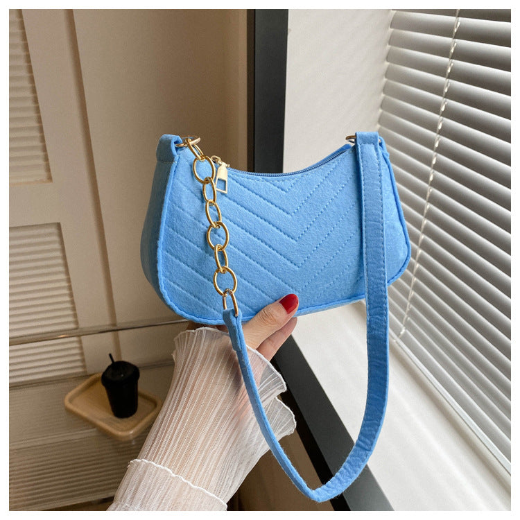 Mini bolsas de ombro para mulheres moda feltro bolsa feminina design avançado bolsas nas axilas belas bolsas crescente alforje 2024