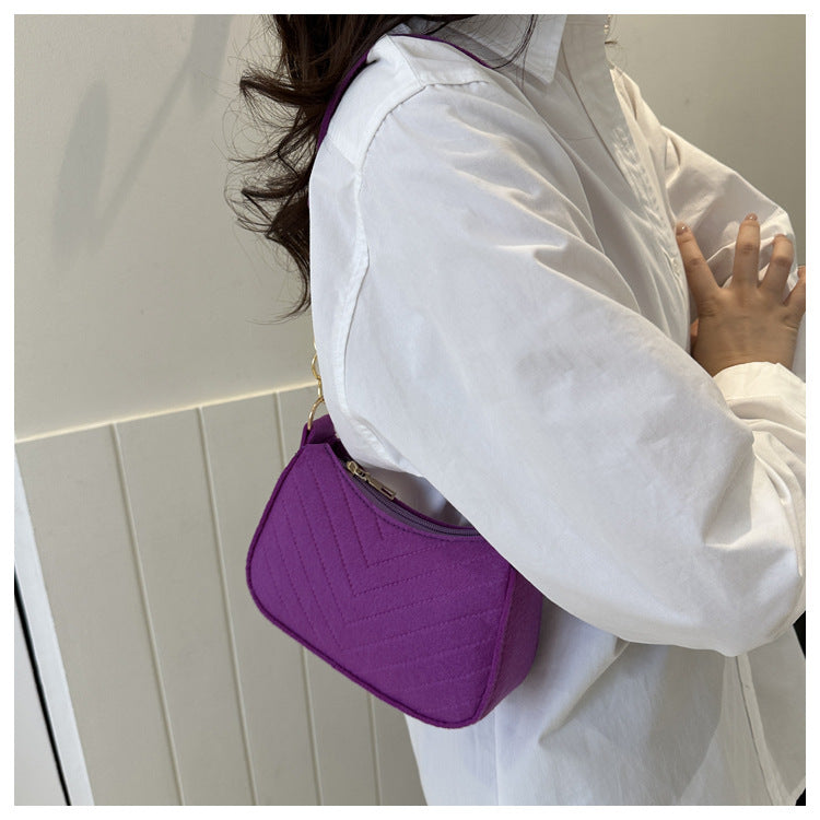 Mini bolsas de ombro para mulheres moda feltro bolsa feminina design avançado bolsas nas axilas belas bolsas crescente alforje 2024