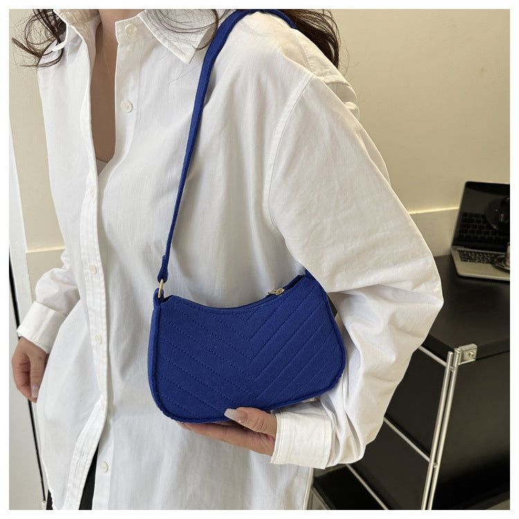 Mini bolsas de ombro para mulheres moda feltro bolsa feminina design avançado bolsas nas axilas belas bolsas crescente alforje 2024