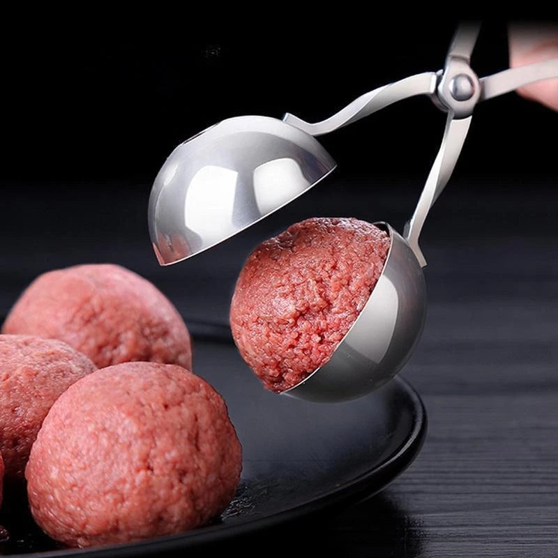 Ferramenta de fazer bola de carne clipe de aço inoxidável redondo bola de arroz shaper colher almôndega fazendo molde antiaderente recheado cozinha gadget