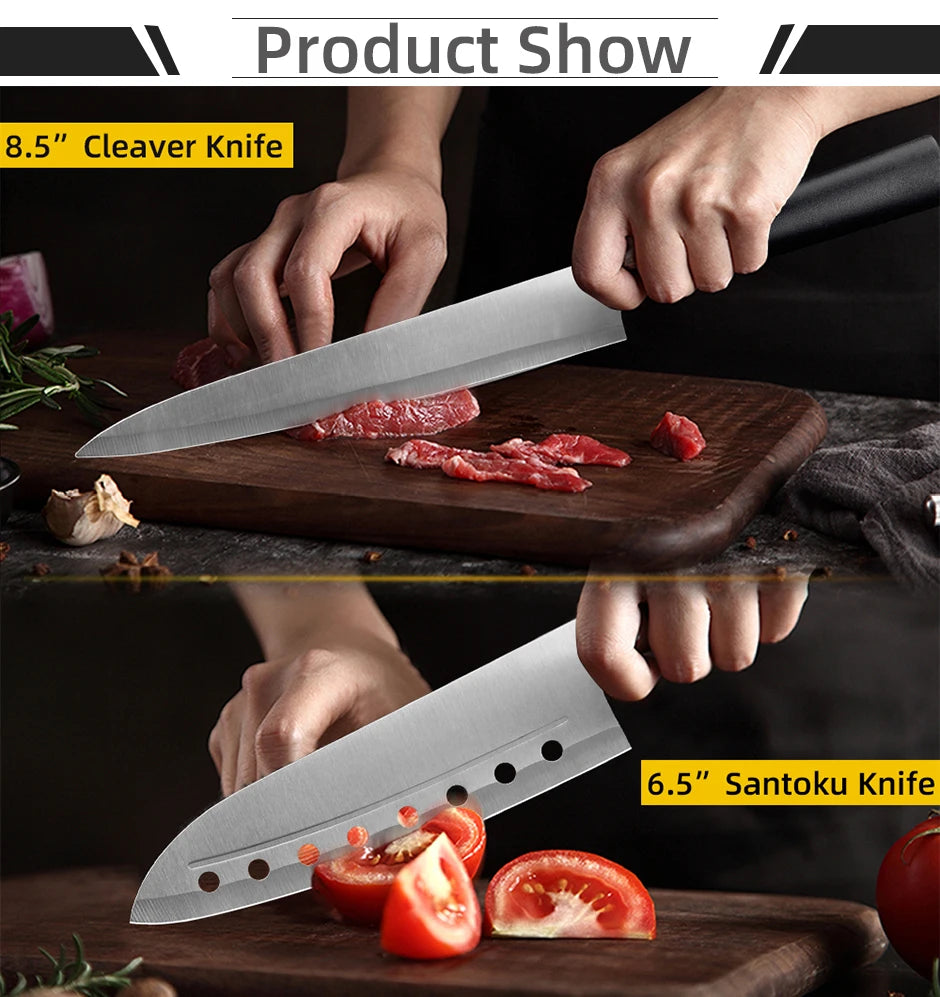Faca de cozinha 5 7 8 Polegada 3cr13 420c aço inoxidável alto carbono utilitário corte frutas vegetais carne facas chef ferramenta cozinhar conjunto