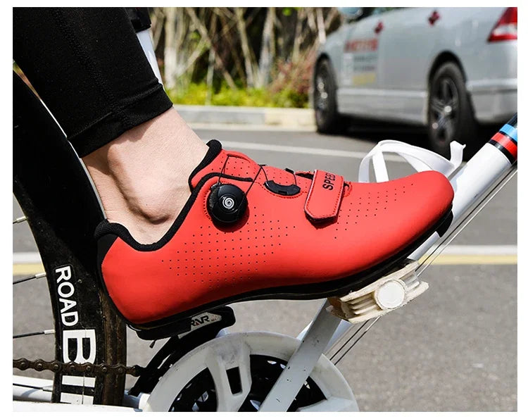 Tênis profissional masculino ultraleve fivelas duplas sapatos de ciclismo mtb luminoso sapatos de bicicleta de estrada auto-bloqueio sapatos de grampo de bicicleta