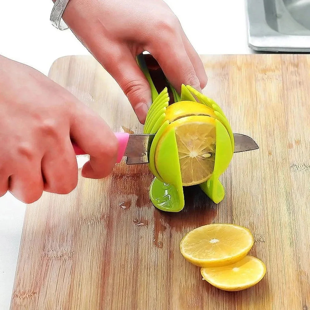 Fatiador de limão laranja portátil de cozinha em aço inoxidável, clipe de corte de tomate, fatiador de frutas, cebola, acessórios de cozinha