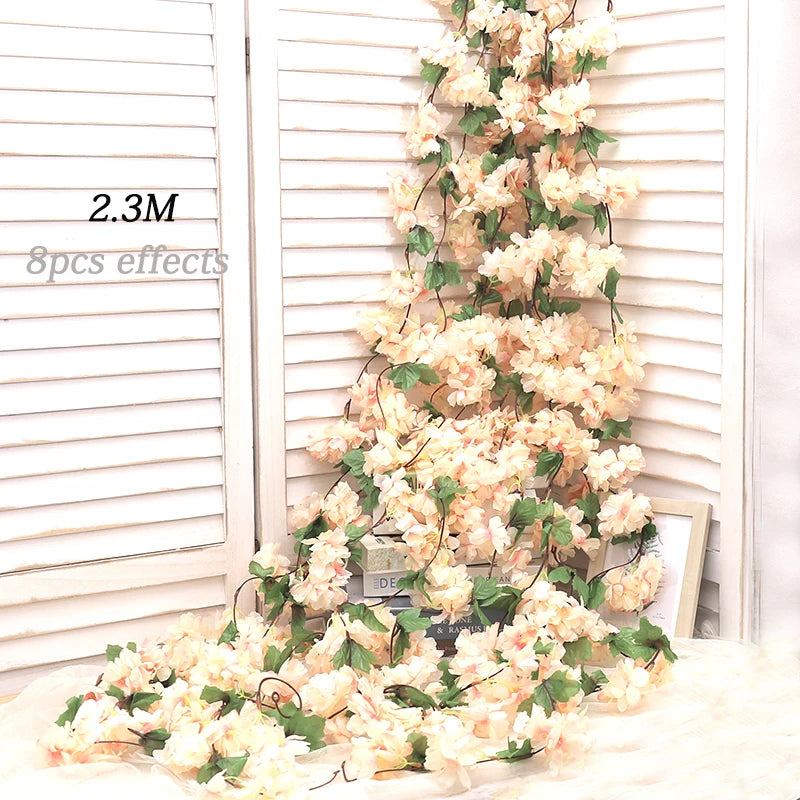 180cm artificial sakura flores videira casamento jardim rosa arco decoração de festa em casa natal nupcial falso seda scrapbook plantas