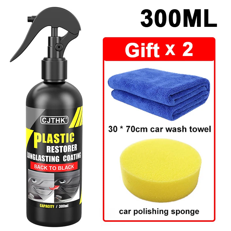 Restaurador de plástico para carro, de volta ao preto, brilho, renovador de plástico, revestimento de longa duração, restauração de couro, produtos de limpeza de polimento automático
