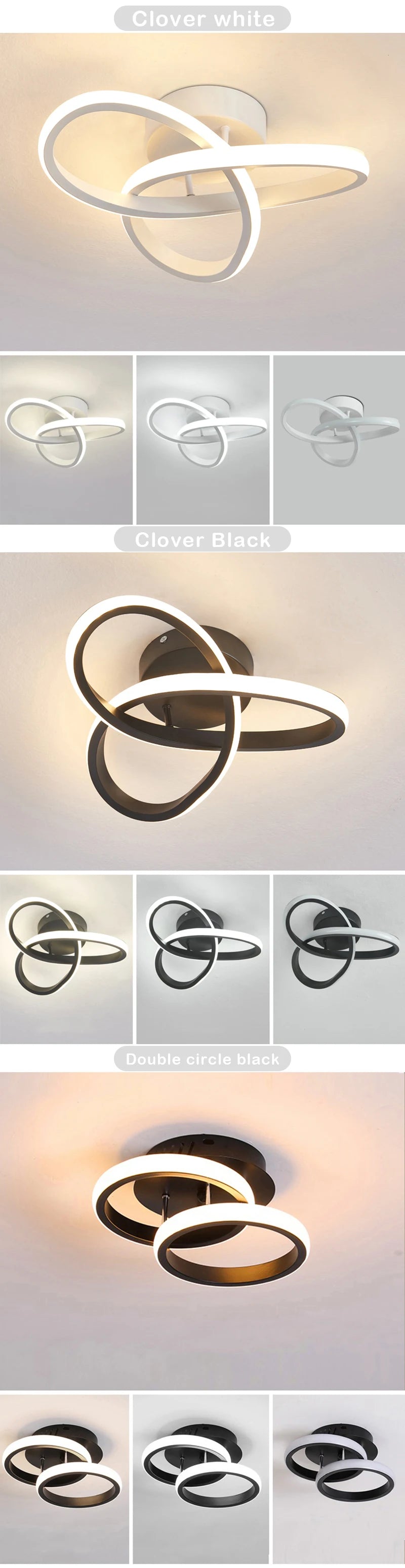 Estilo Moderno Household LED Lustre, Lâmpada Do Teto, Luz Do Quarto, Instalação De Superfície, Lâmpada De Sala De Jantar, 3 Cores, AC 220V
