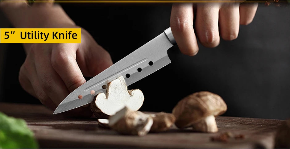 Faca de cozinha 5 7 8 Polegada 3cr13 420c aço inoxidável alto carbono utilitário corte frutas vegetais carne facas chef ferramenta cozinhar conjunto