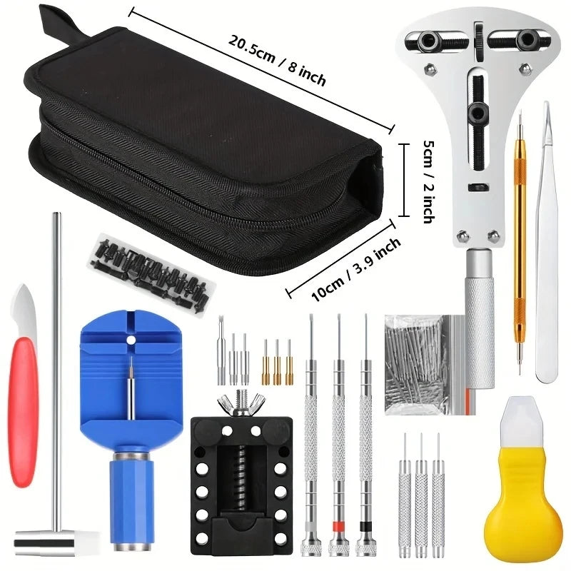 147 pçs/set relojoeiro kit de ferramentas de reparo de relógio, caso removedor abridor barra conjunto, conveniência marca relógio ferramenta