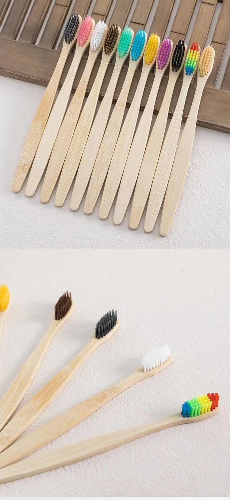 Único Couro Envolvido Bambu Toothbrush Set Natural e Ambientalmente Amigável Bambu Toothbrush Tablet Uma Caixa de 10 PCS