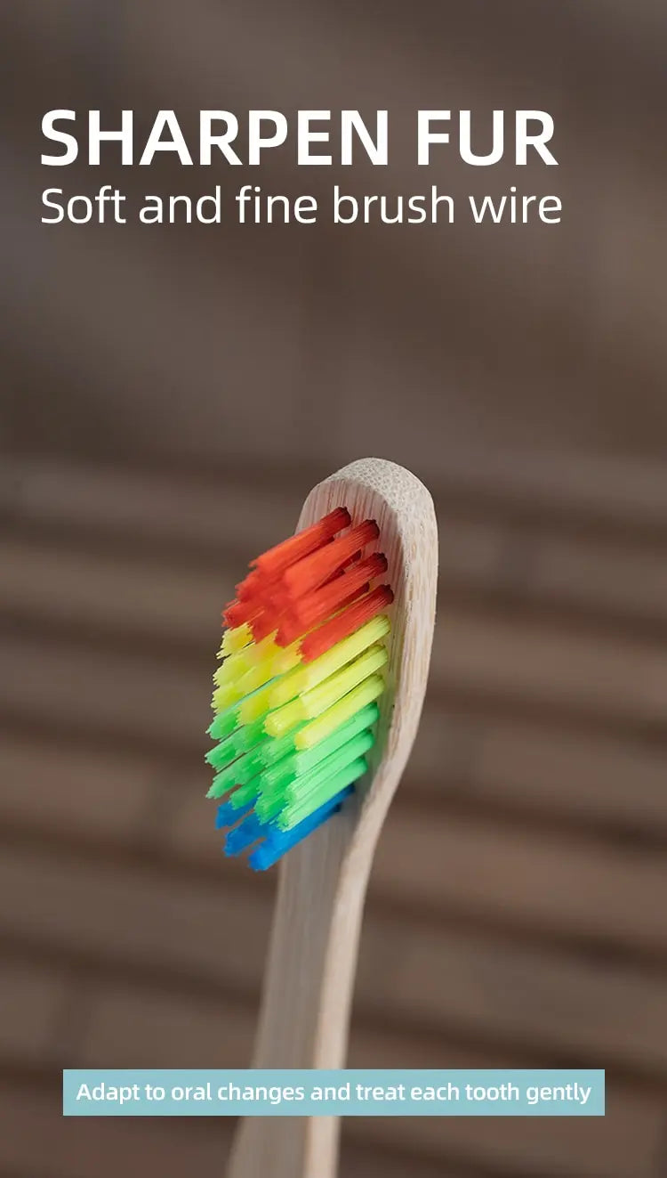 Único Couro Envolvido Bambu Toothbrush Set Natural e Ambientalmente Amigável Bambu Toothbrush Tablet Uma Caixa de 10 PCS