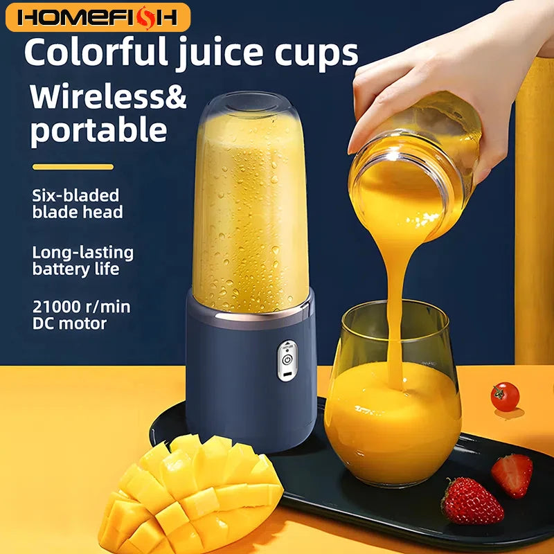 Liquidificador espremedor portátil 400ml espremedor de frutas elétrico carregamento usb limão laranja frutas suco copo smoothie liquidificador máquina 2 copos