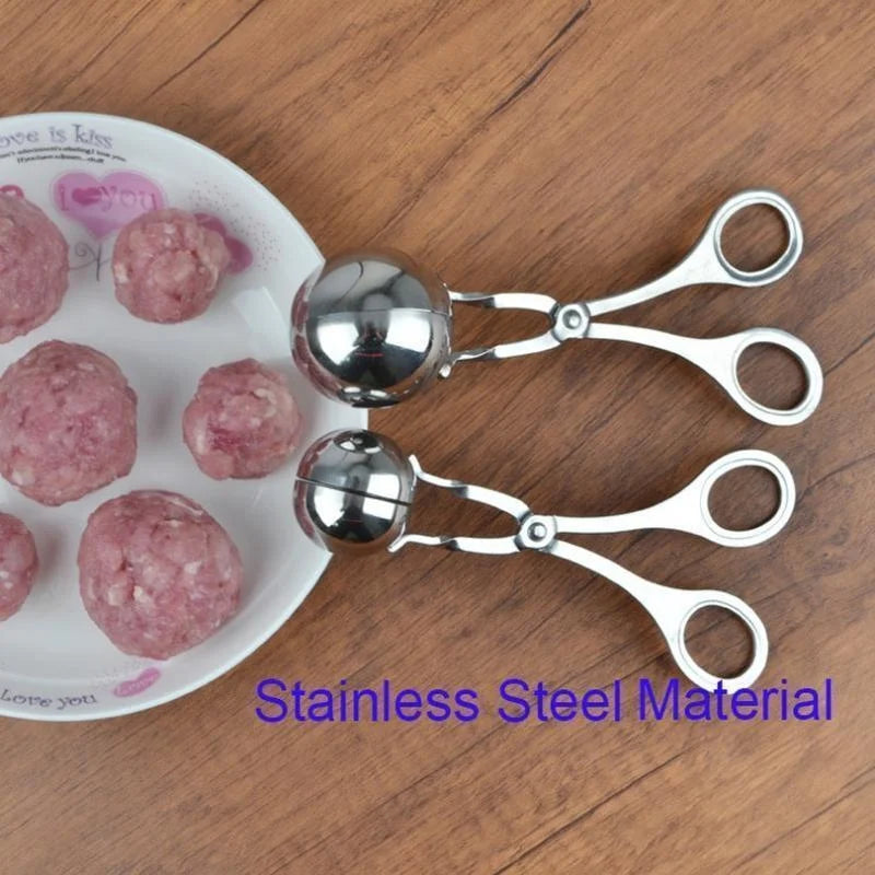 Ferramenta de fazer bola de carne clipe de aço inoxidável redondo bola de arroz shaper colher almôndega fazendo molde antiaderente recheado cozinha gadget