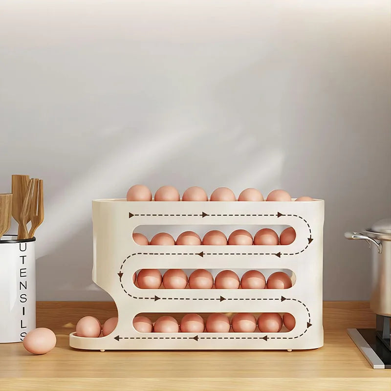 4 camadas de armazenamento de ovos suporte de rolamento automático rack geladeira caixa recipiente cozinha geladeira dispensador de ovos geladeira organizador de ovos