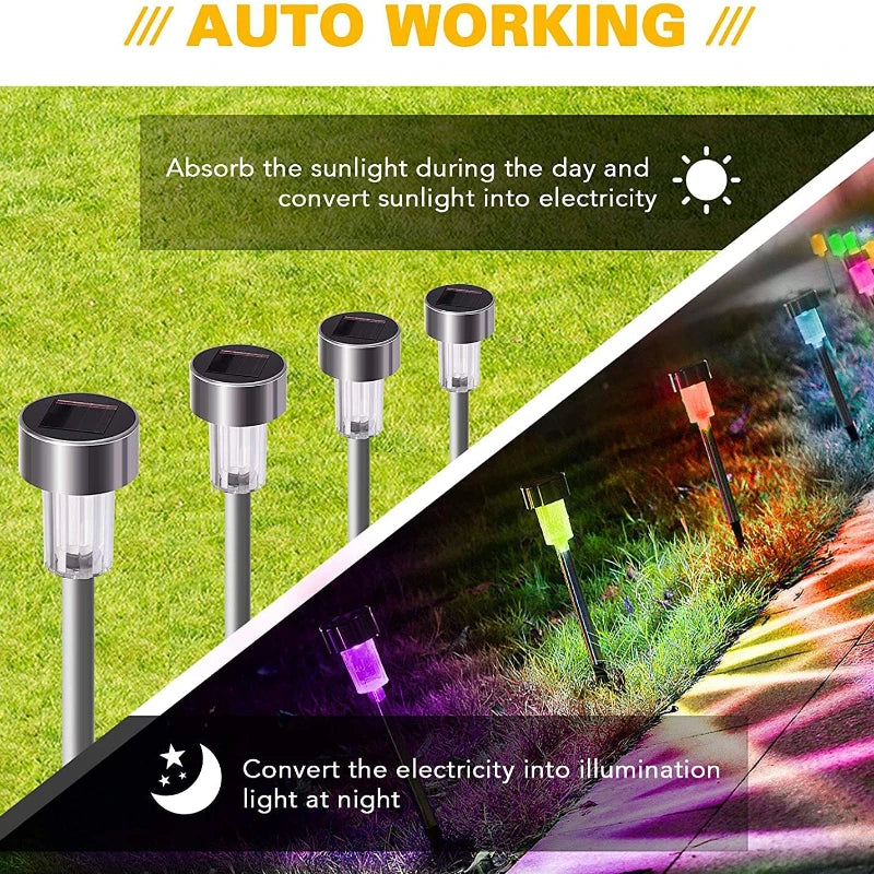 Luzes solares ao ar livre lâmpada de jardim movido a energia solar caminho de paisagem à prova dwaterproof água ao ar livre para quintal gramado pátio decorativo