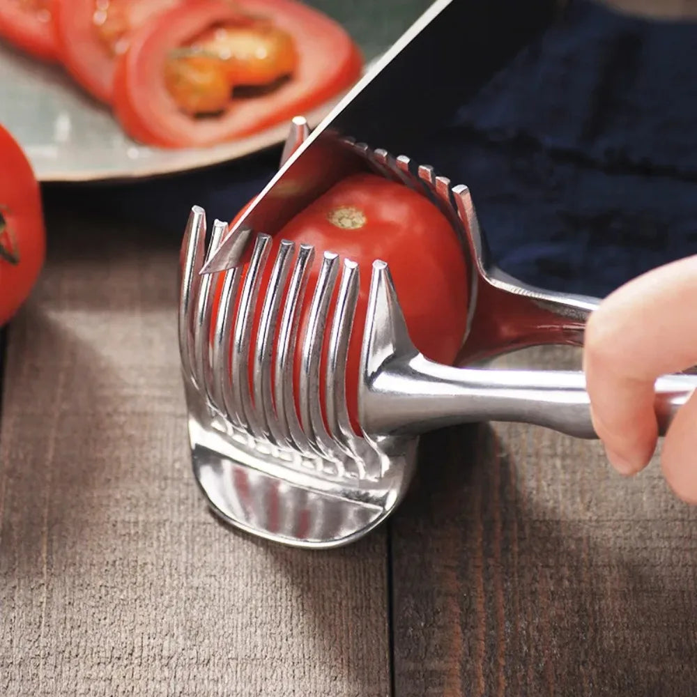 Fatiador de limão laranja portátil de cozinha em aço inoxidável, clipe de corte de tomate, fatiador de frutas, cebola, acessórios de cozinha