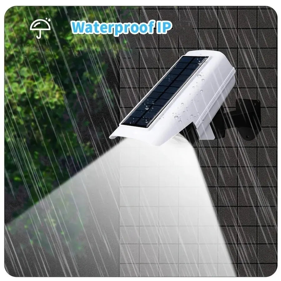 Sensor de movimento ao ar livre luzes solares 77 led holofote à prova dwireless água sem fio manequim chamariz câmera de segurança falsa para varanda jardim pátio