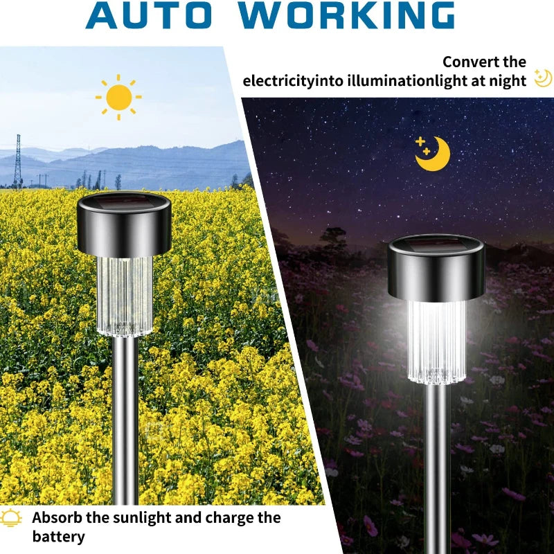 Luzes solares ao ar livre lâmpada de jardim movido a energia solar caminho de paisagem à prova dwaterproof água ao ar livre para quintal gramado pátio decorativo