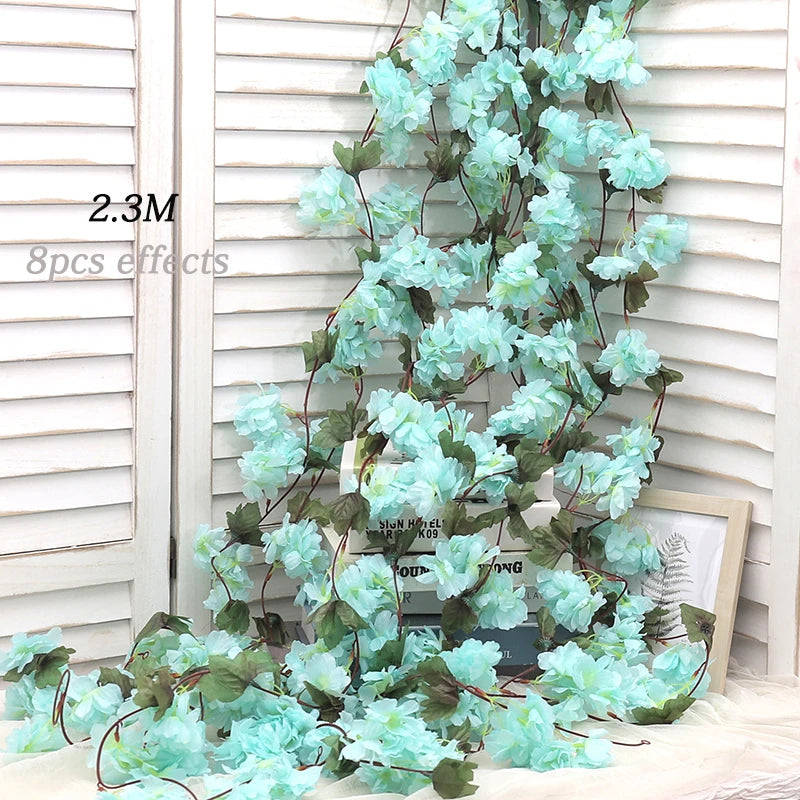 180cm artificial sakura flores videira casamento jardim rosa arco decoração de festa em casa natal nupcial falso seda scrapbook plantas