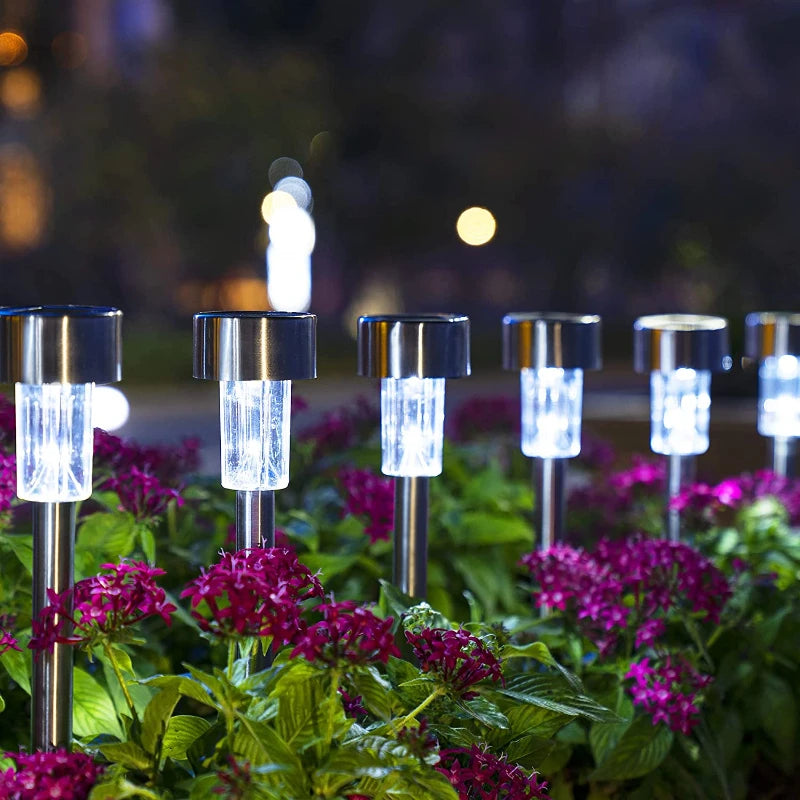 Luzes solares ao ar livre lâmpada de jardim movido a energia solar caminho de paisagem à prova dwaterproof água ao ar livre para quintal gramado pátio decorativo