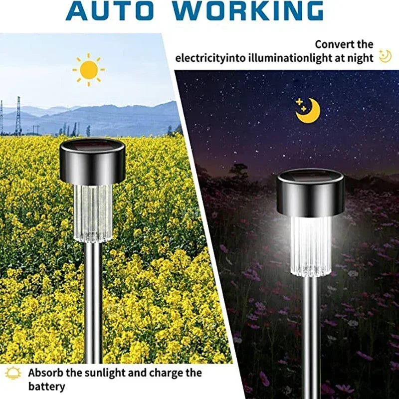 Luzes solares ao ar livre lâmpada de jardim movido a energia solar caminho de paisagem à prova dwaterproof água ao ar livre para quintal gramado pátio decorativo