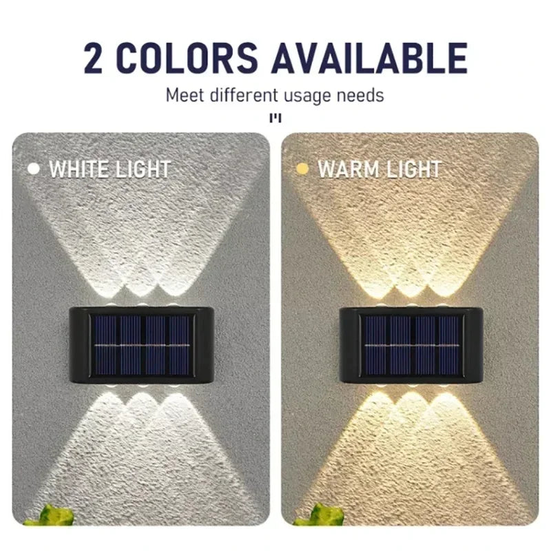 Luz de parede solar ao ar livre 12 led à prova dwaterproof água luz do jardim pátio balaustrada atmosfera decorativa para baixo lâmpada solar luminosa