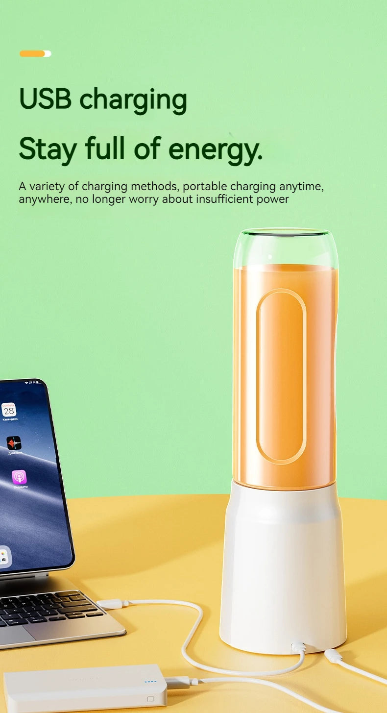 Liquidificador sem fio portátil, espremedor de frutas elétrico, máquina para esmagar gelo laranja, 10 lâminas, máquina auxiliar de alimentos, 1500ma, misturador