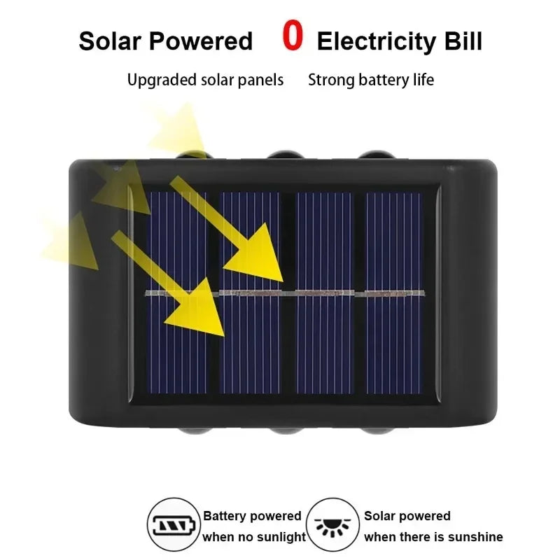 Luz de parede solar ao ar livre 12 led à prova dwaterproof água luz do jardim pátio balaustrada atmosfera decorativa para baixo lâmpada solar luminosa