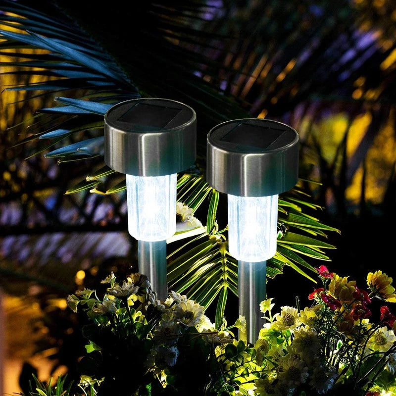Luzes solares ao ar livre lâmpada de jardim movido a energia solar caminho de paisagem à prova dwaterproof água ao ar livre para quintal gramado pátio decorativo
