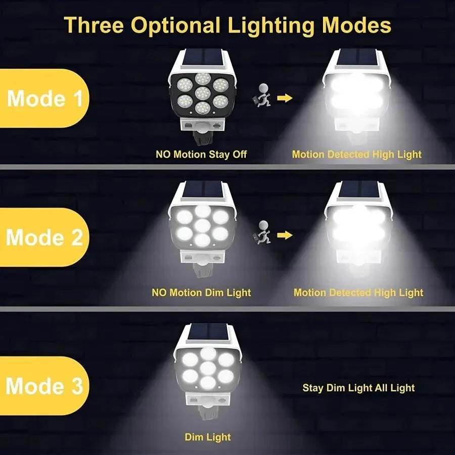 Sensor de movimento ao ar livre luzes solares 77 led holofote à prova dwireless água sem fio manequim chamariz câmera de segurança falsa para varanda jardim pátio