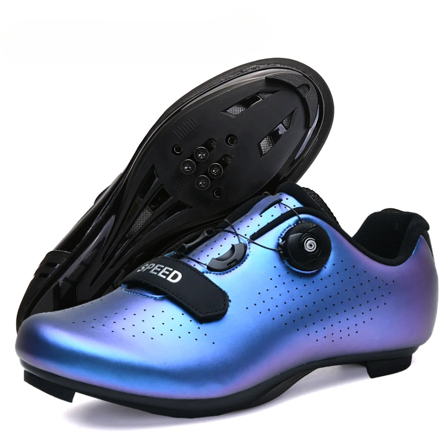 Tênis profissional masculino ultraleve fivelas duplas sapatos de ciclismo mtb luminoso sapatos de bicicleta de estrada auto-bloqueio sapatos de grampo de bicicleta