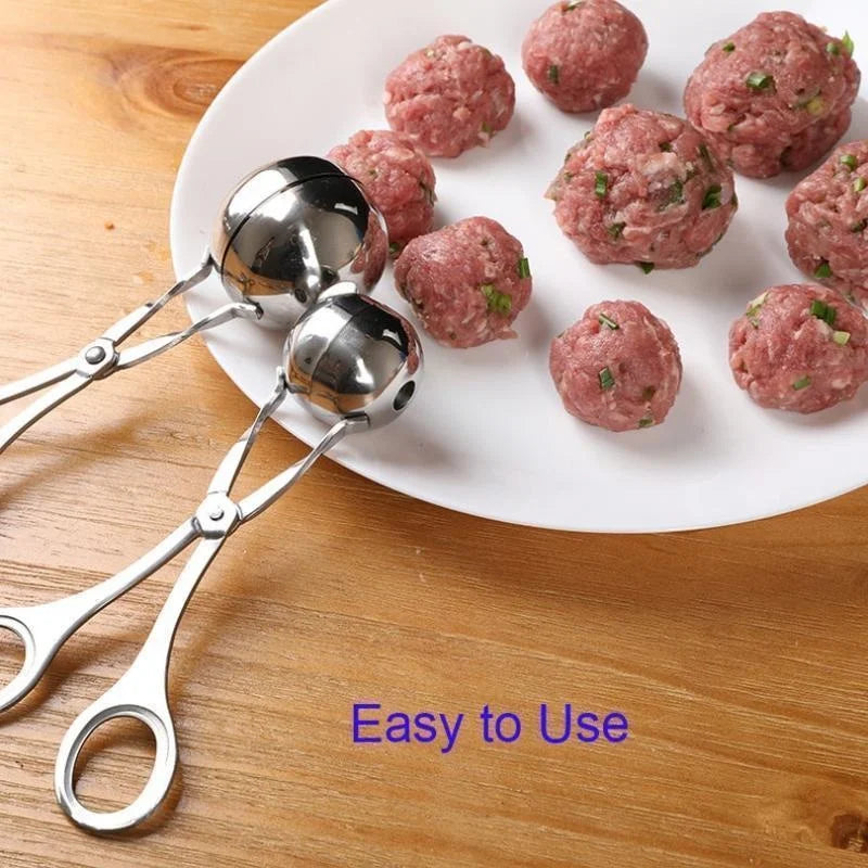 Ferramenta de fazer bola de carne clipe de aço inoxidável redondo bola de arroz shaper colher almôndega fazendo molde antiaderente recheado cozinha gadget