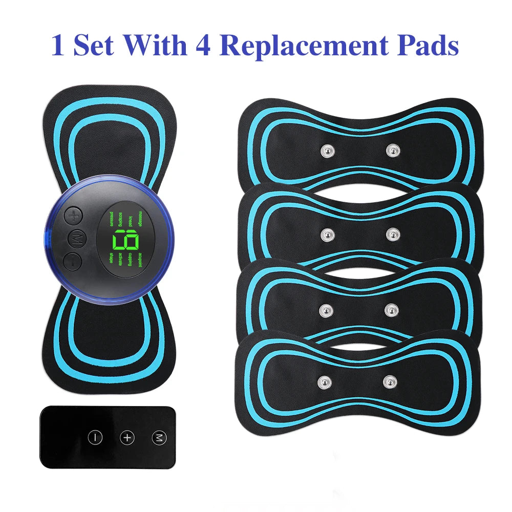 Mini portátil ems pescoço massageador elétrico maca de pescoço para alívio da dor muscular cervical e remendo de massagem de relaxamento de ombro