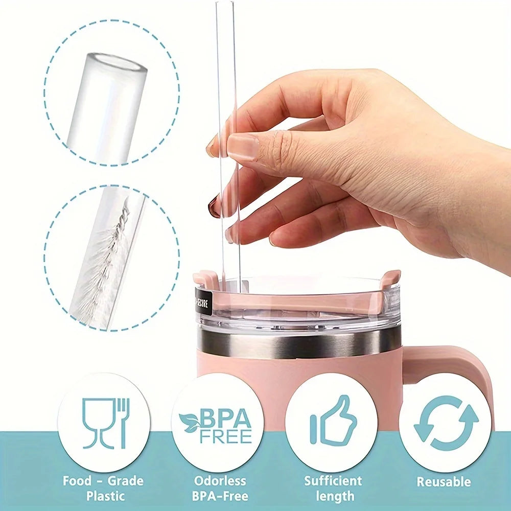 9 peças acessórios para stanley 40oz copo copo à prova de derramamento rolha 10mm tampa de palha silicone bota charme corrente palha e escova